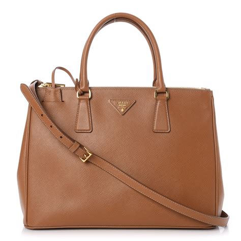 prada double zip tote medium caramel|PRADA Saffiano Medium Galleria Double Zip Tote Caramel .